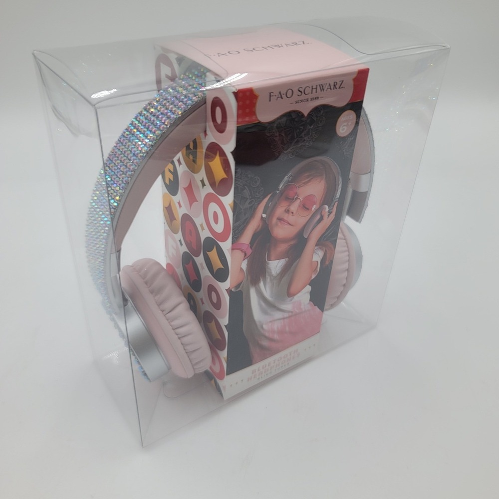 FAO Schwarz Bling Tunes Kids Bluetooth Headphones Pink Rhinestone Girls